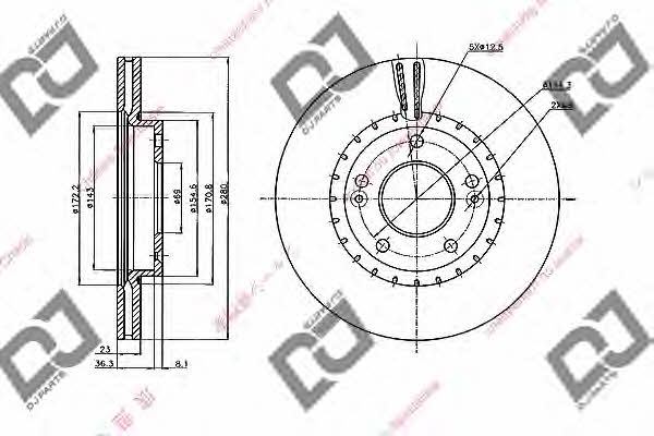 Dj parts BD2064 Front brake disc ventilated BD2064