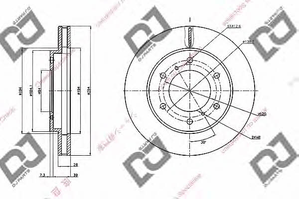 Dj parts BD2081 Front brake disc ventilated BD2081