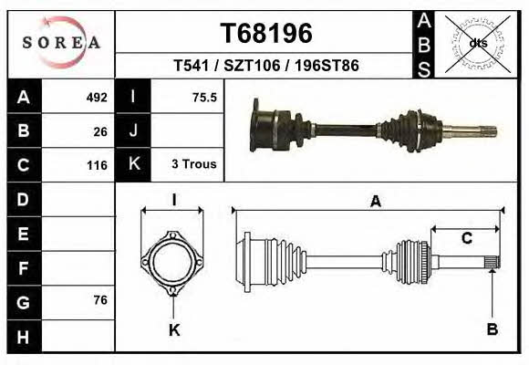 CV axle Suzuki Vitara: T68196 EAI Drive shaft