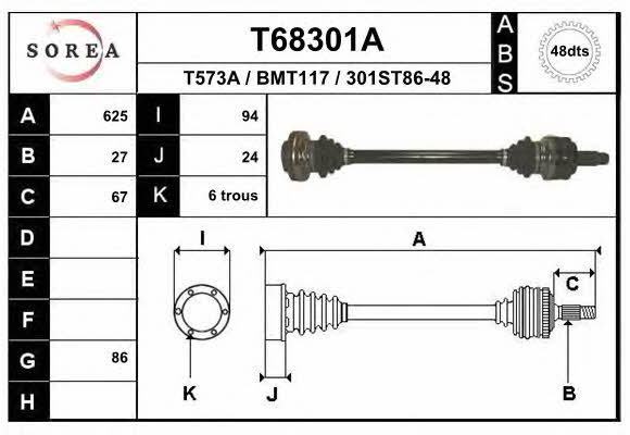 EAI T68301A Drive shaft T68301A T68301A EAI Drive shaft
