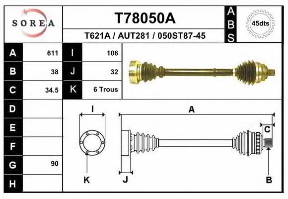 EAI T78050A Drive shaft T78050A