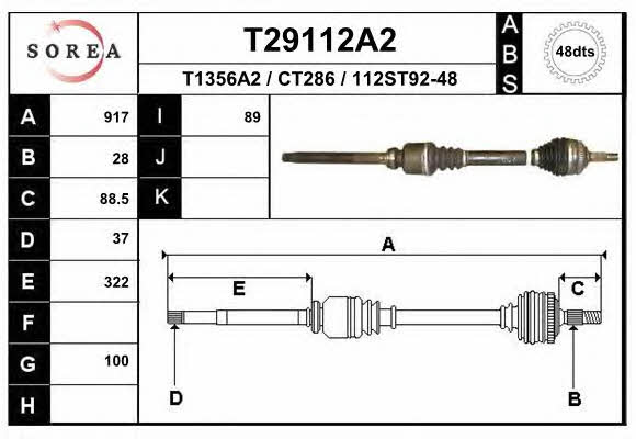 CV axle Citroen XM: T29112A2 EAI Drive shaft