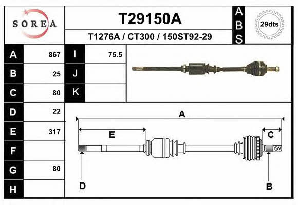 EAI T29150A Drive shaft T29150A
