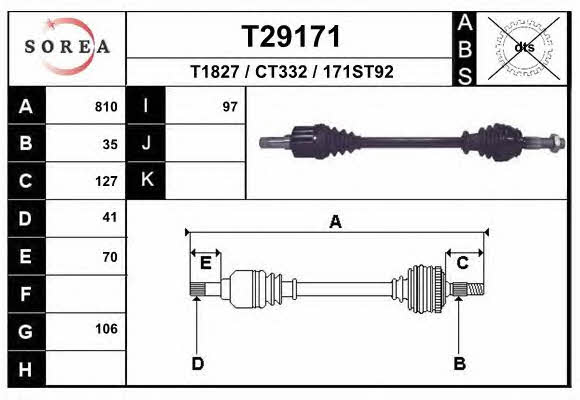 Driveshaft Fiat: T29171 EAI Drive shaft