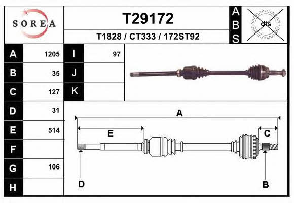 EAI T29172 Drive shaft T29172 T29172 EAI Drive shaft