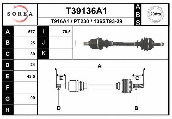 EAI T39136A1 Drive shaft T39136A1