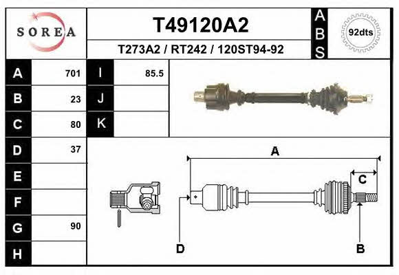 EAI T49120A2 Drive shaft T49120A2