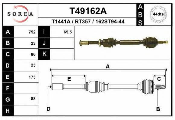 EAI T49162A Drive shaft T49162A T49162A EAI Drive shaft