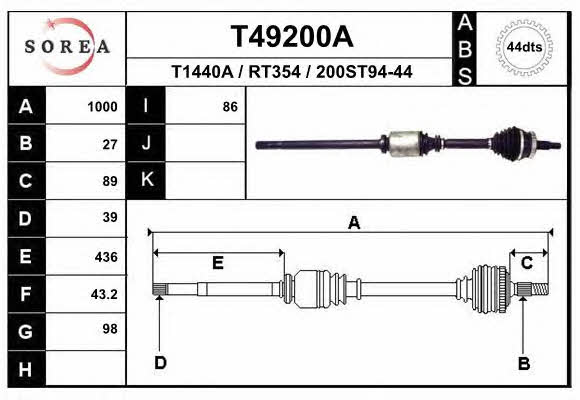 EAI T49200A Drive shaft T49200A