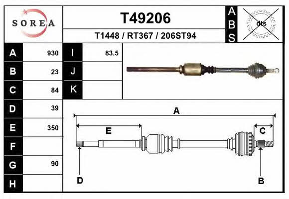 EAI T49206 Drive shaft T49206 T49206 EAI Drive shaft