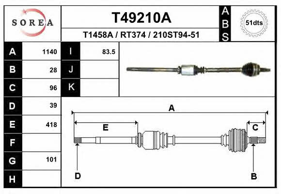 EAI T49210A Drive shaft T49210A