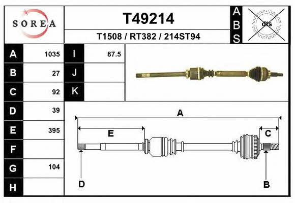 EAI T49214 Drive shaft T49214