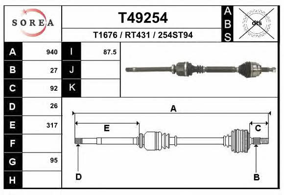 EAI T49254 Drive shaft T49254