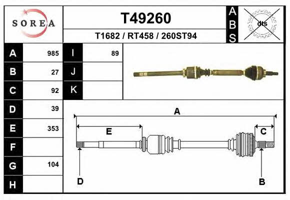 EAI T49260 Drive shaft T49260