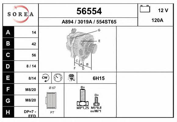 EAI 56554 Alternator 56554