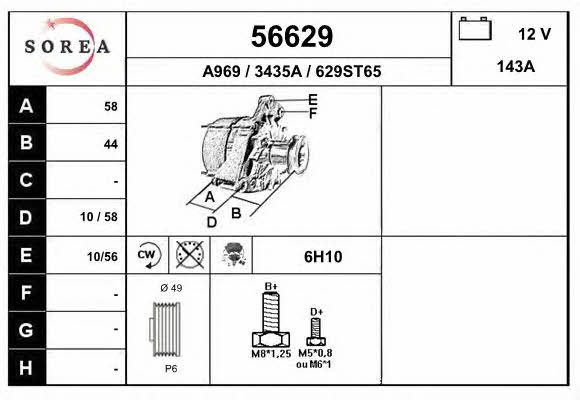 EAI 56629 Alternator 56629