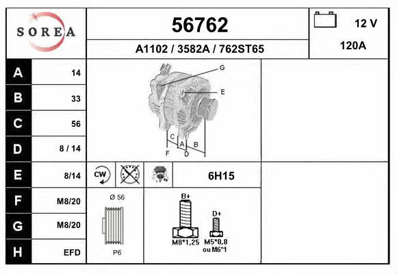 EAI 56762 Alternator 56762