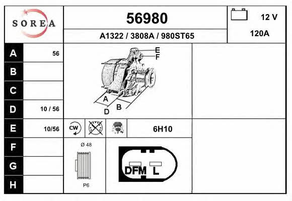 EAI 56980 Alternator 56980