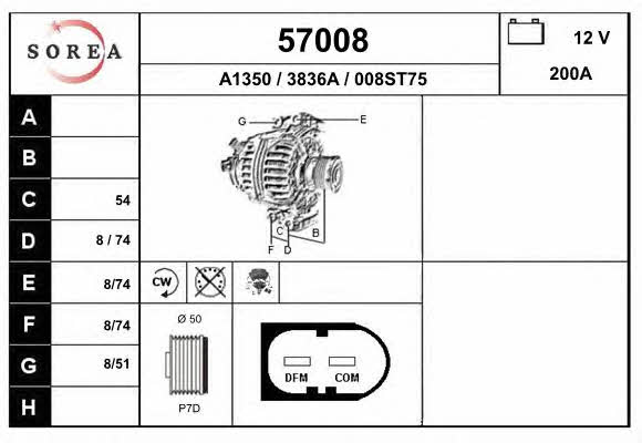 EAI 57008 Alternator 57008