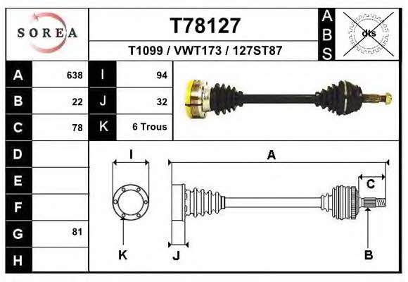 EAI T78127 Drive shaft T78127