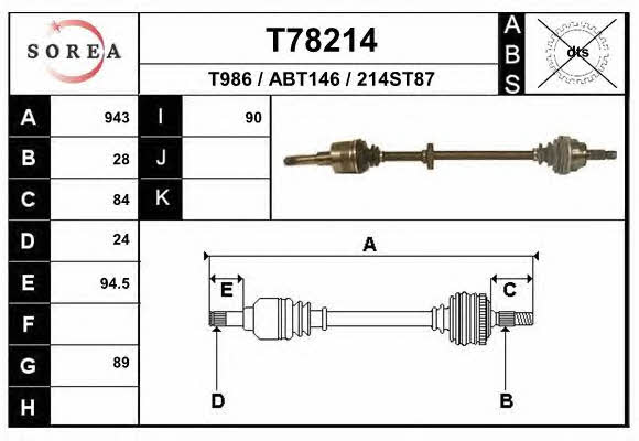 EAI T78214 Drive shaft T78214