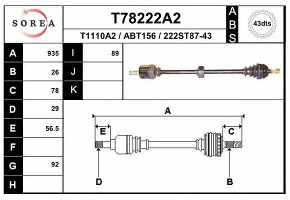 EAI T78222A2 Drive shaft T78222A2