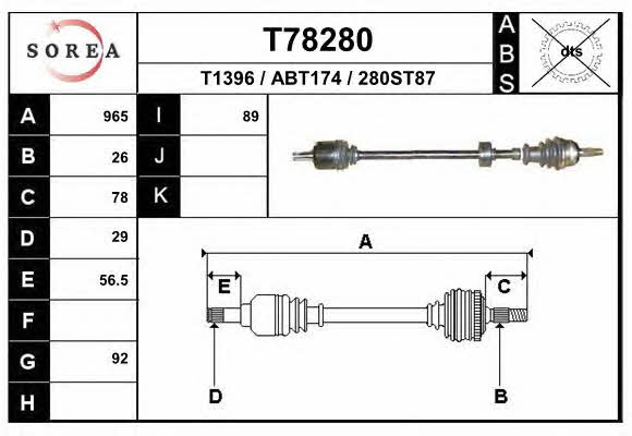 EAI T78280 Drive shaft T78280