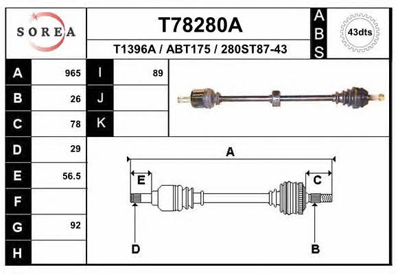 EAI T78280A Drive shaft T78280A
