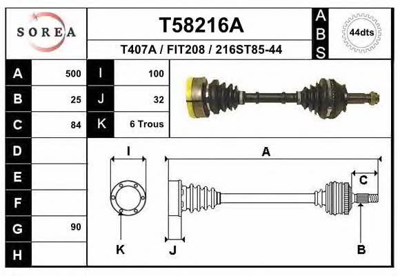 EAI T58216A Drive shaft T58216A