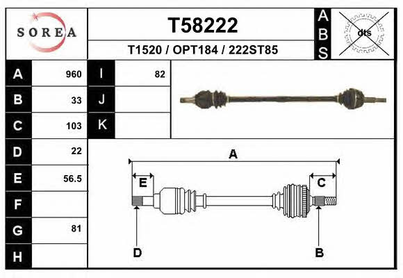 EAI T58222 Drive shaft T58222