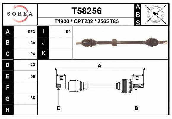 EAI T58256 Drive shaft T58256