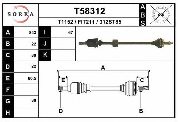 EAI T58312 Drive shaft T58312