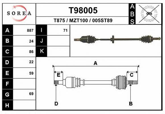EAI T98005 Drive shaft T98005
