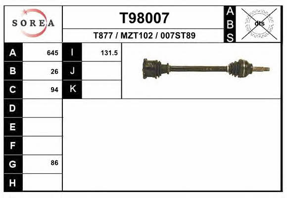 EAI T98007 Drive shaft T98007