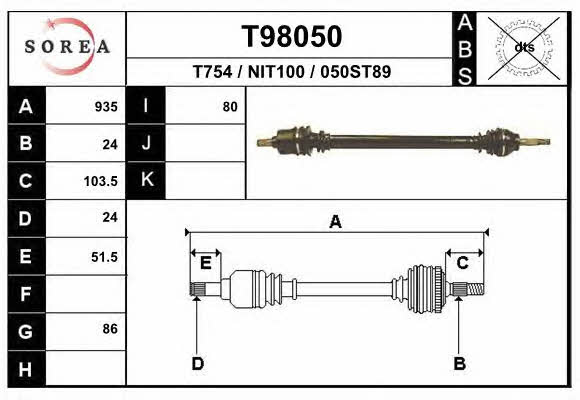 EAI T98050 Drive shaft T98050