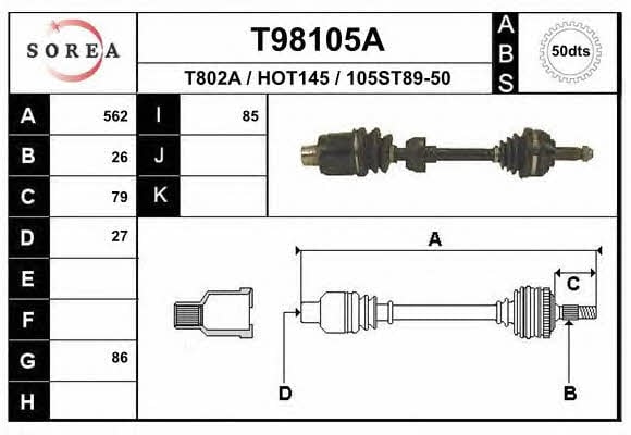 EAI T98105A Drive shaft T98105A