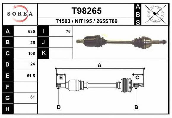 EAI T98265 Drive shaft T98265