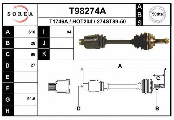 EAI T98274A Drive shaft T98274A