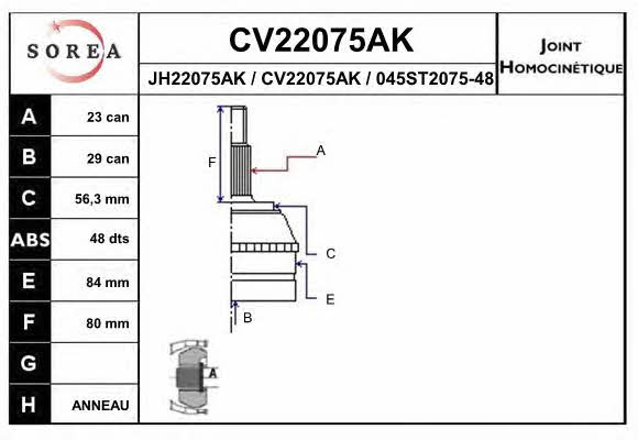 EAI CV22075AK CV joint CV22075AK