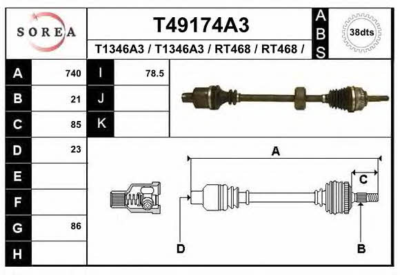 EAI T49174A3 Drive shaft T49174A3