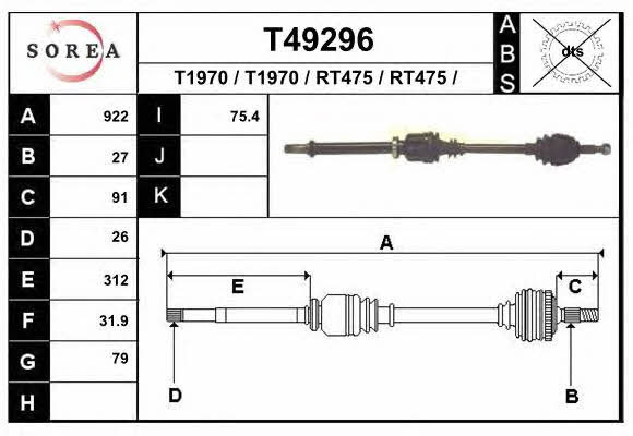 Axle shaft Renault Kangoo: T49296 EAI Drive shaft