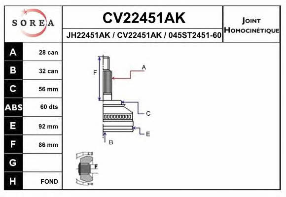EAI CV22451AK CV joint CV22451AK