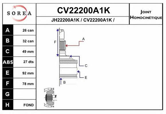 EAI CV22200A1K CV joint CV22200A1K