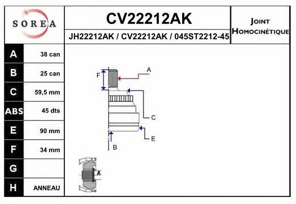 EAI CV22212AK CV joint CV22212AK