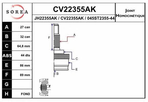 EAI CV22355AK CV joint CV22355AK