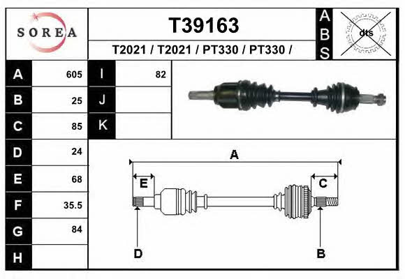 CV axle Citroen Nemo: T39163 EAI Drive shaft