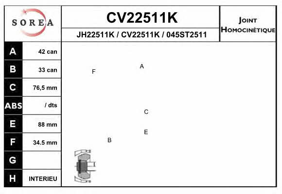 EAI CV22511K CV joint CV22511K