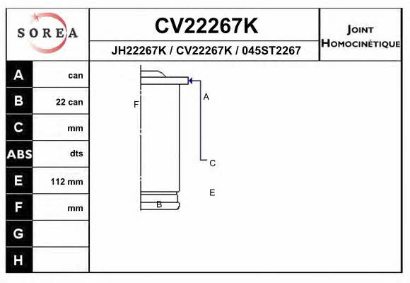 EAI CV22267K CV joint CV22267K