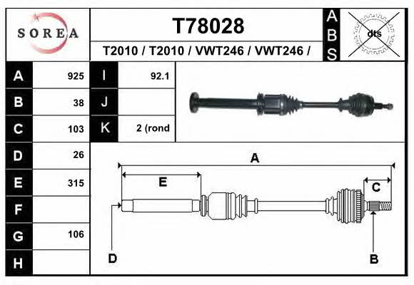 EAI T78028 Drive shaft T78028