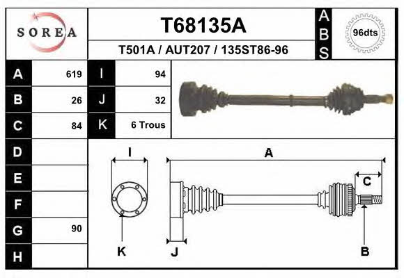 EAI T68135A Drive shaft T68135A